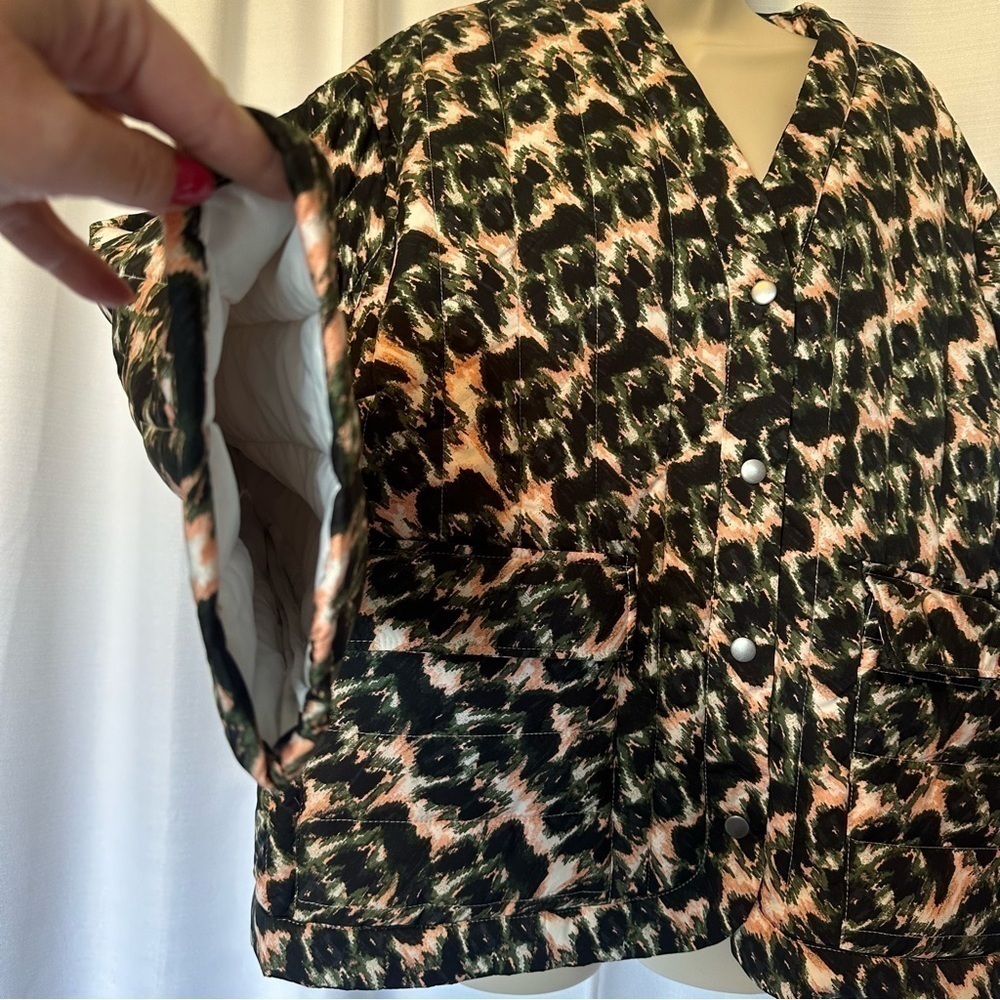 New NWT Rachel Comey Olive Green Leopard Print Cropped Quilted Jacket Size 2X - Picture 3 of 12